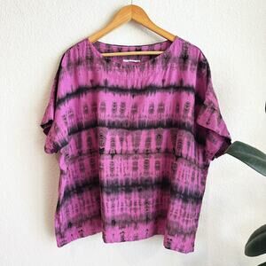 Bryn Walker Tie Dye Linen Top L/XL? Oversized Lagenlook Bohemian Hippie Festival
